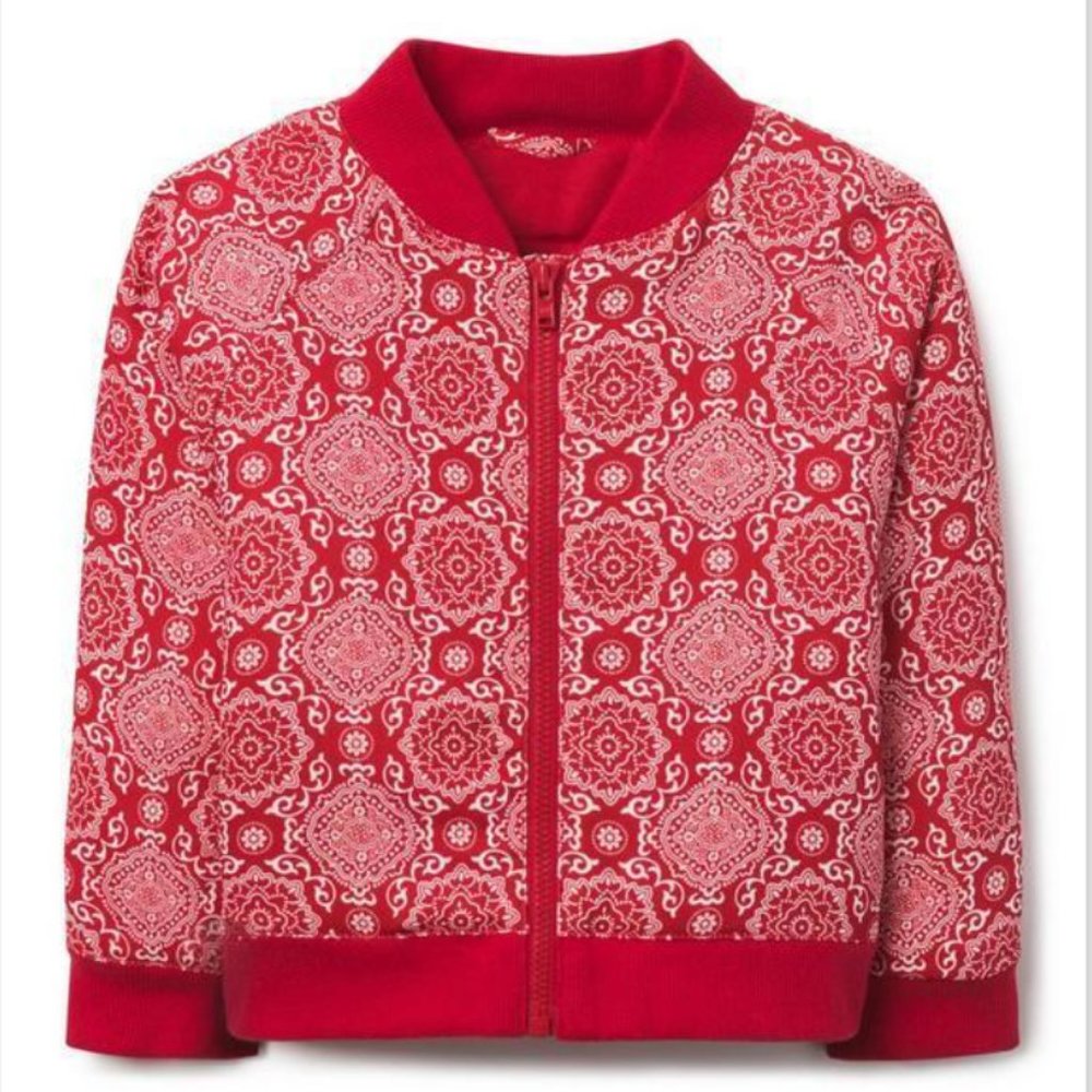 NWT JUNO VALENTINE BY JANIE & JACK CANDY RED BANDANA BOMBER‎ JACKET SZ 6-12 M